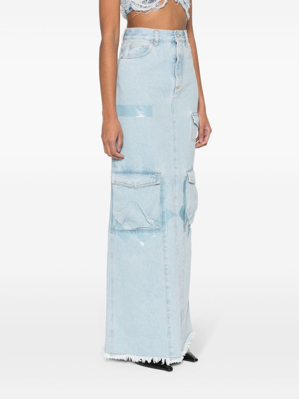 cargo denim skirt - 3