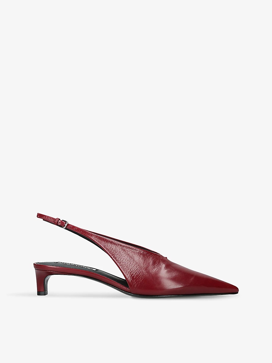 High-cut kitten-heel leather slingbacks - 1