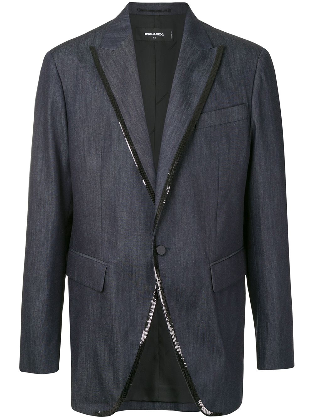 single-breasted blazer with sequin edging - 1