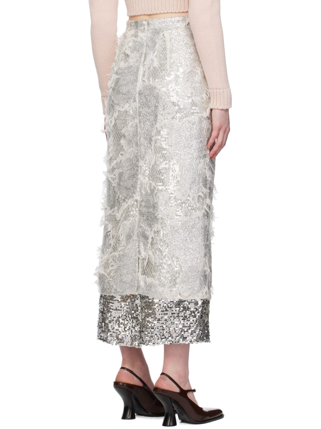 Silver Layered Midi Skirt - 3