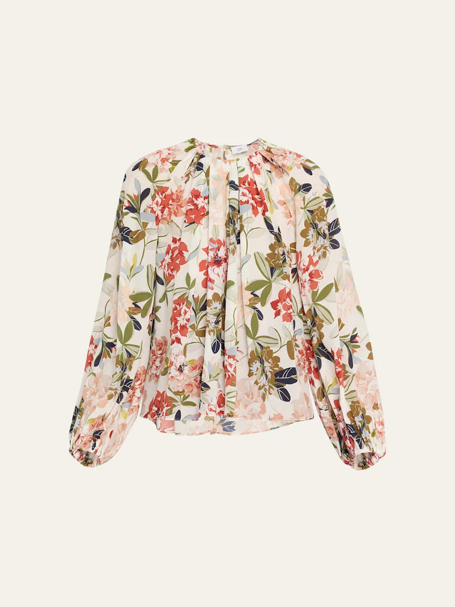 Lottie Floral-Print Crepe De Chine Top - 1