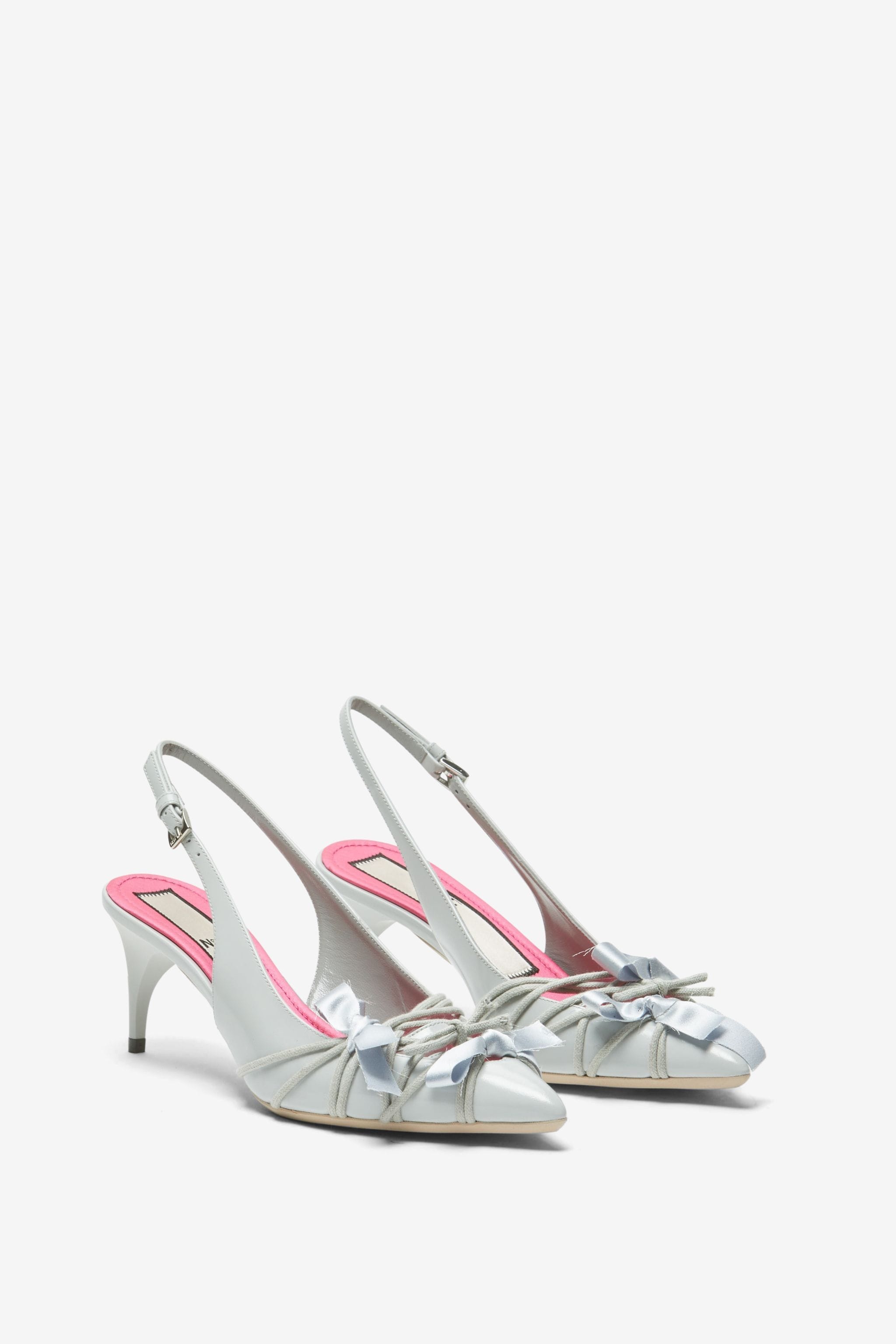BOW-EMBELLISHED LEATHER SLINGBACK PUMPS - 2