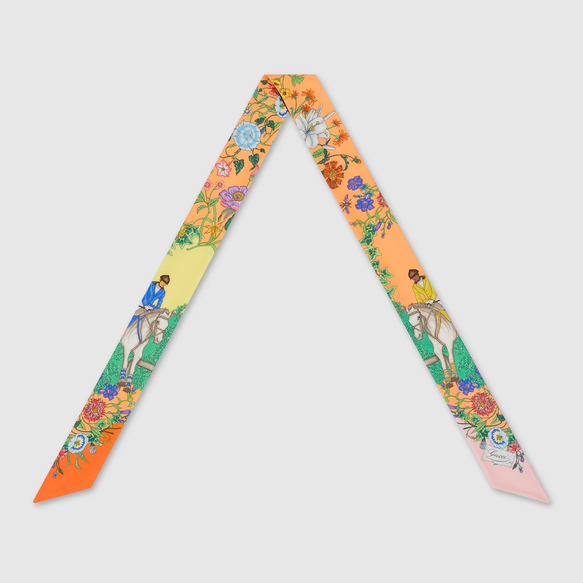 Allover floral print silk neck bow - 2