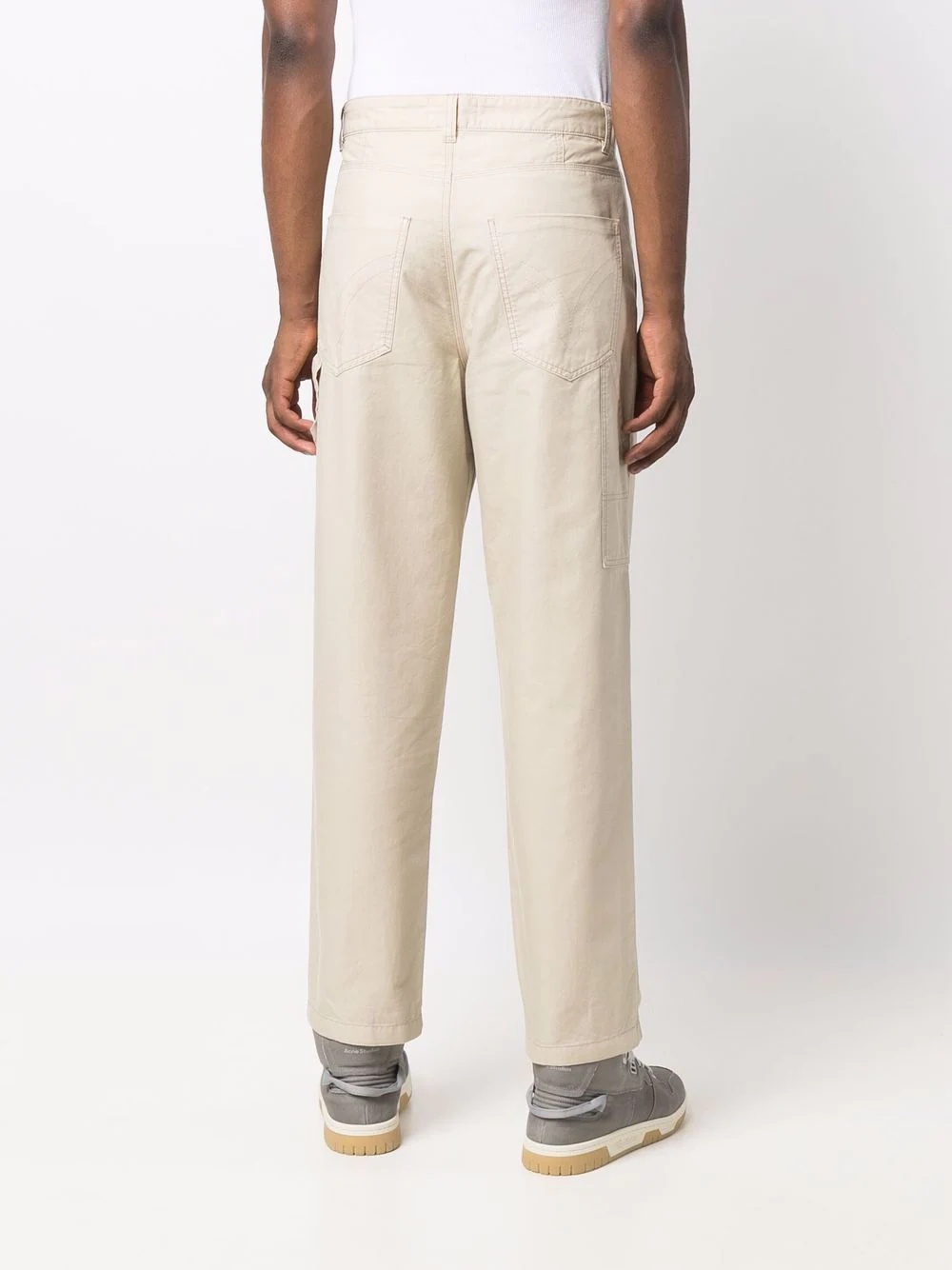 contrast-stitch chino trousers - 4