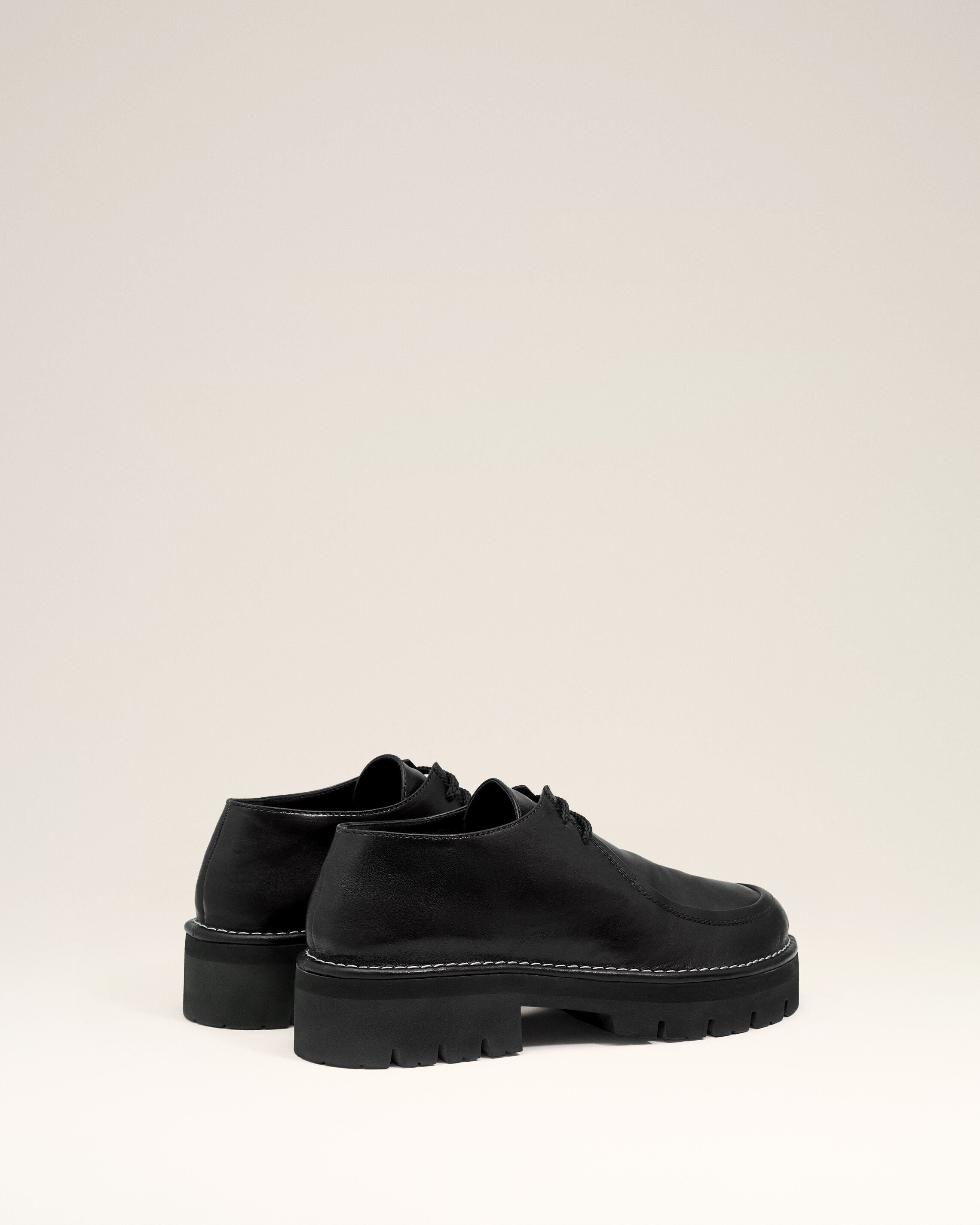BLACK LEATHER ANATOMICAL TOE DERBIES - 4