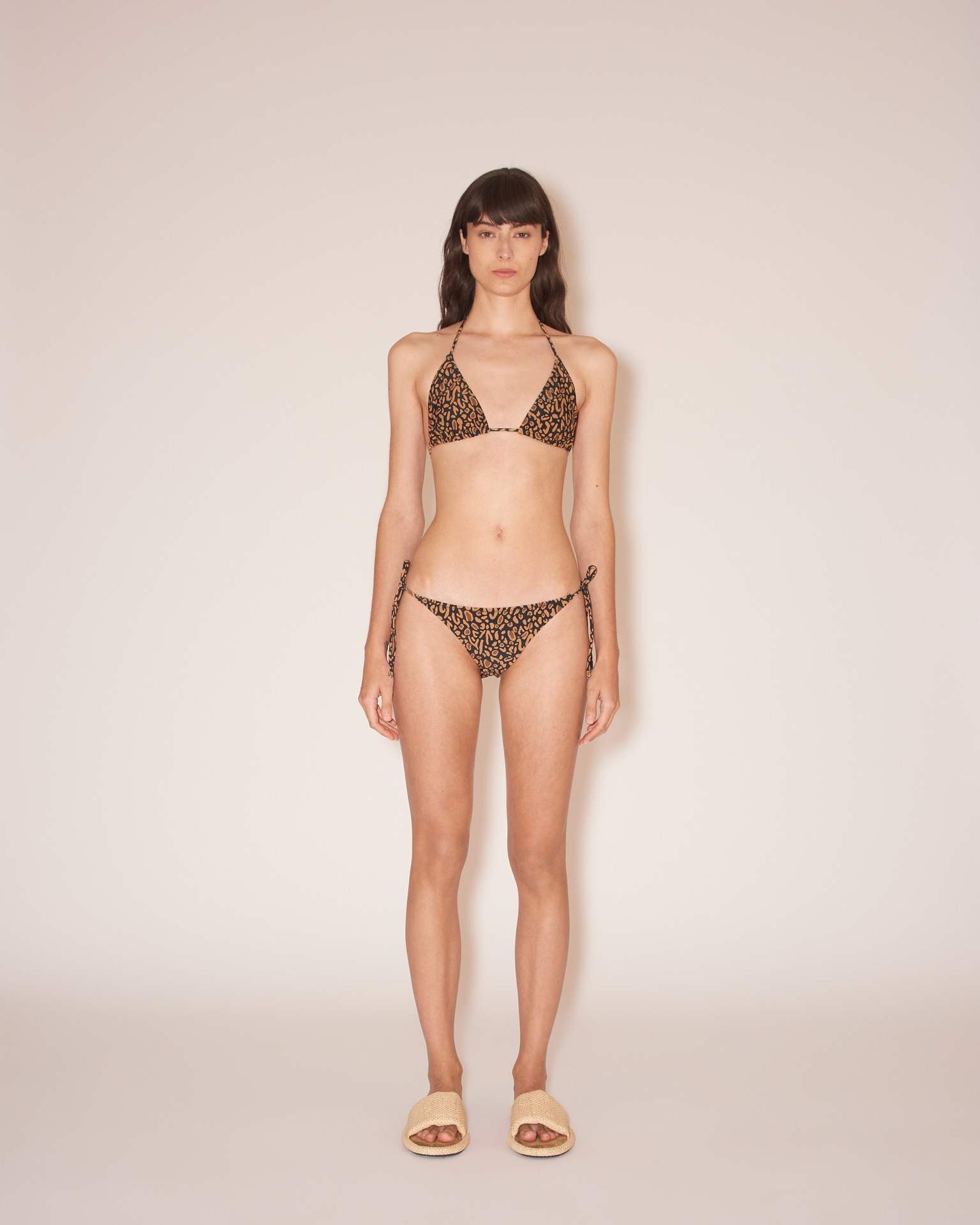 CAIA - Matte stretch bikini top - Brown Ocelot - 2