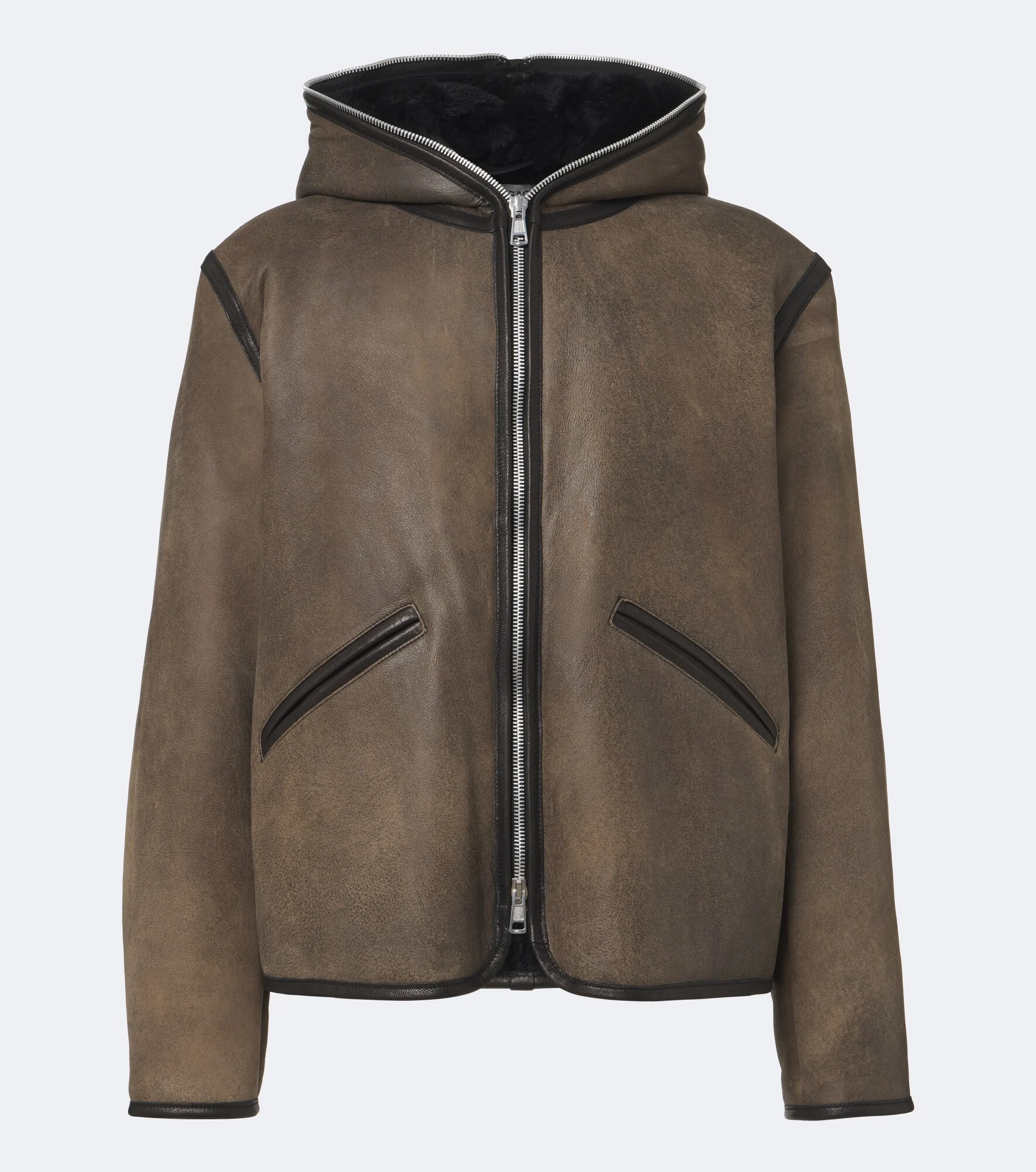 Hooded shearling-lined leather jacket - 1