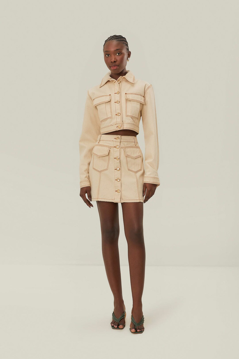 FARM RIO Off-White Gabardine Cropped Jacket outlook