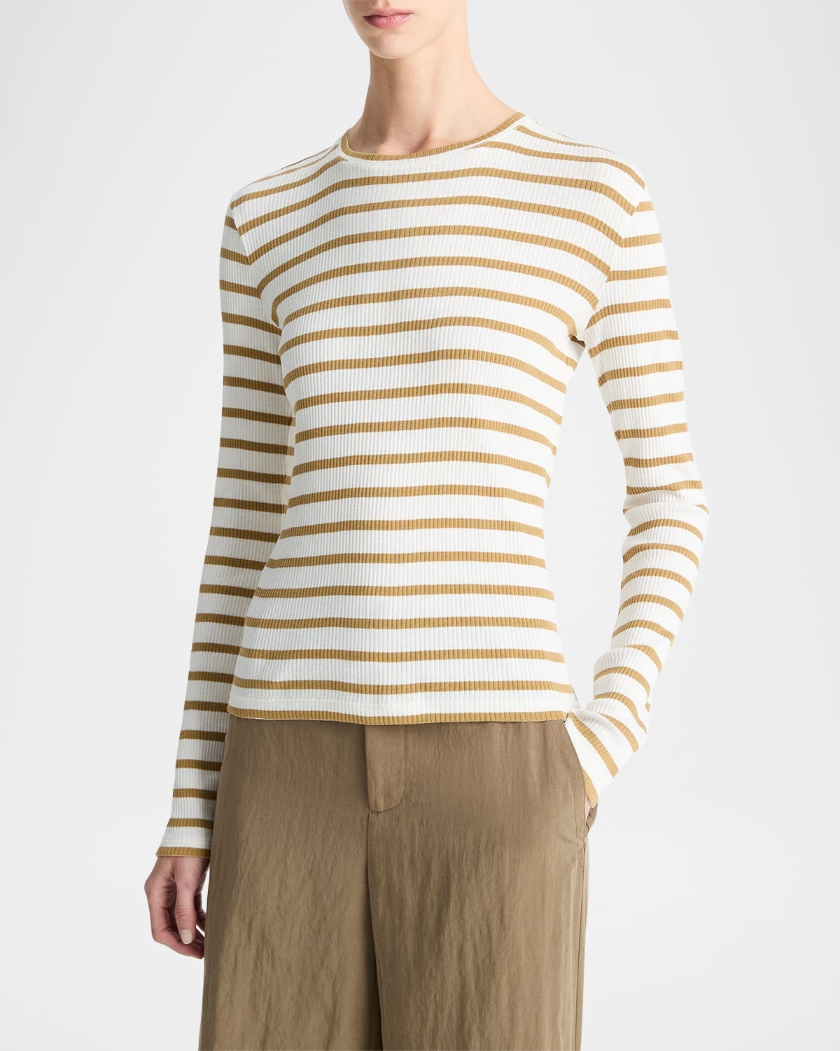 Stripe Ribbed Crewneck Top - 4