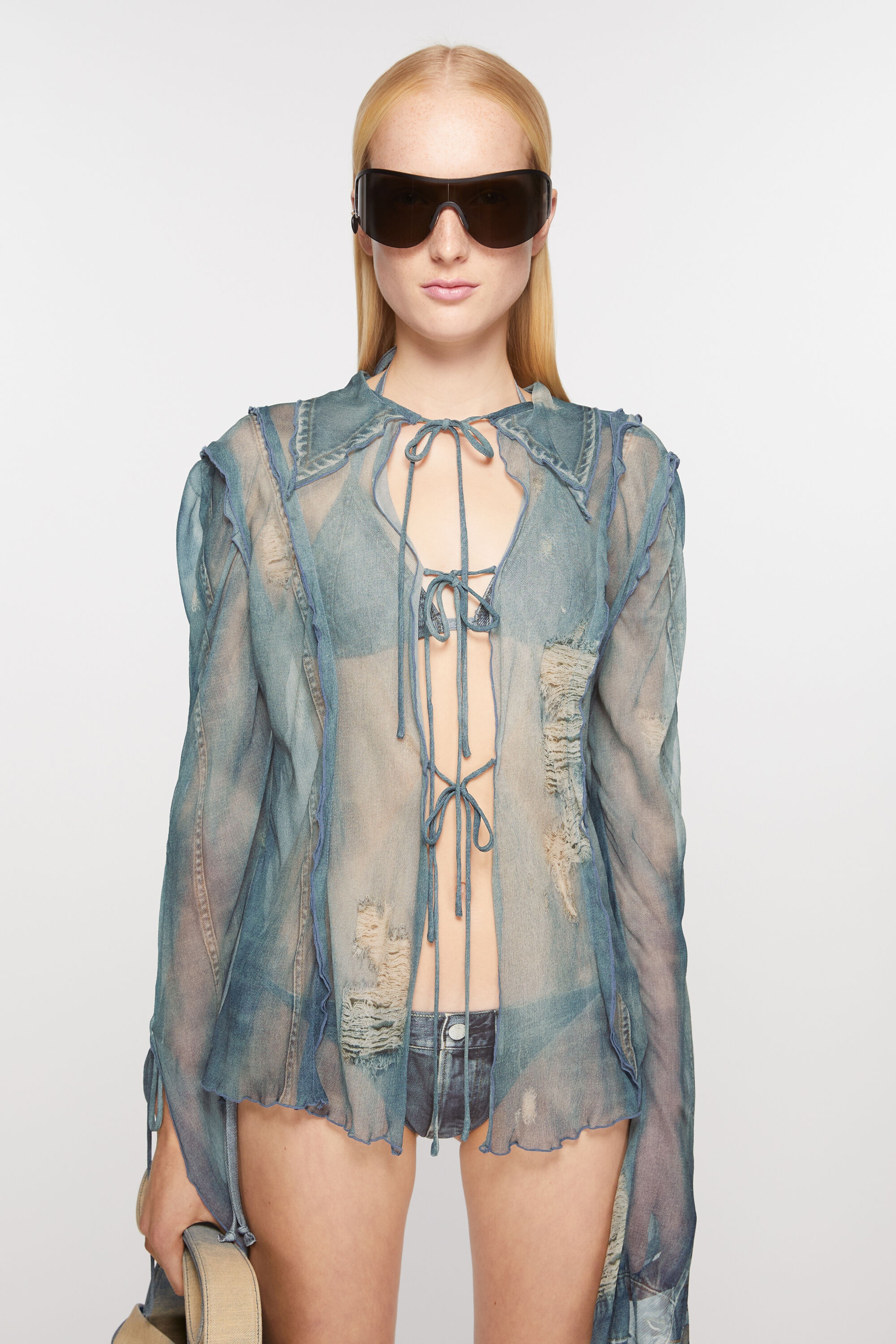 Print blouse - Denim blue - 2