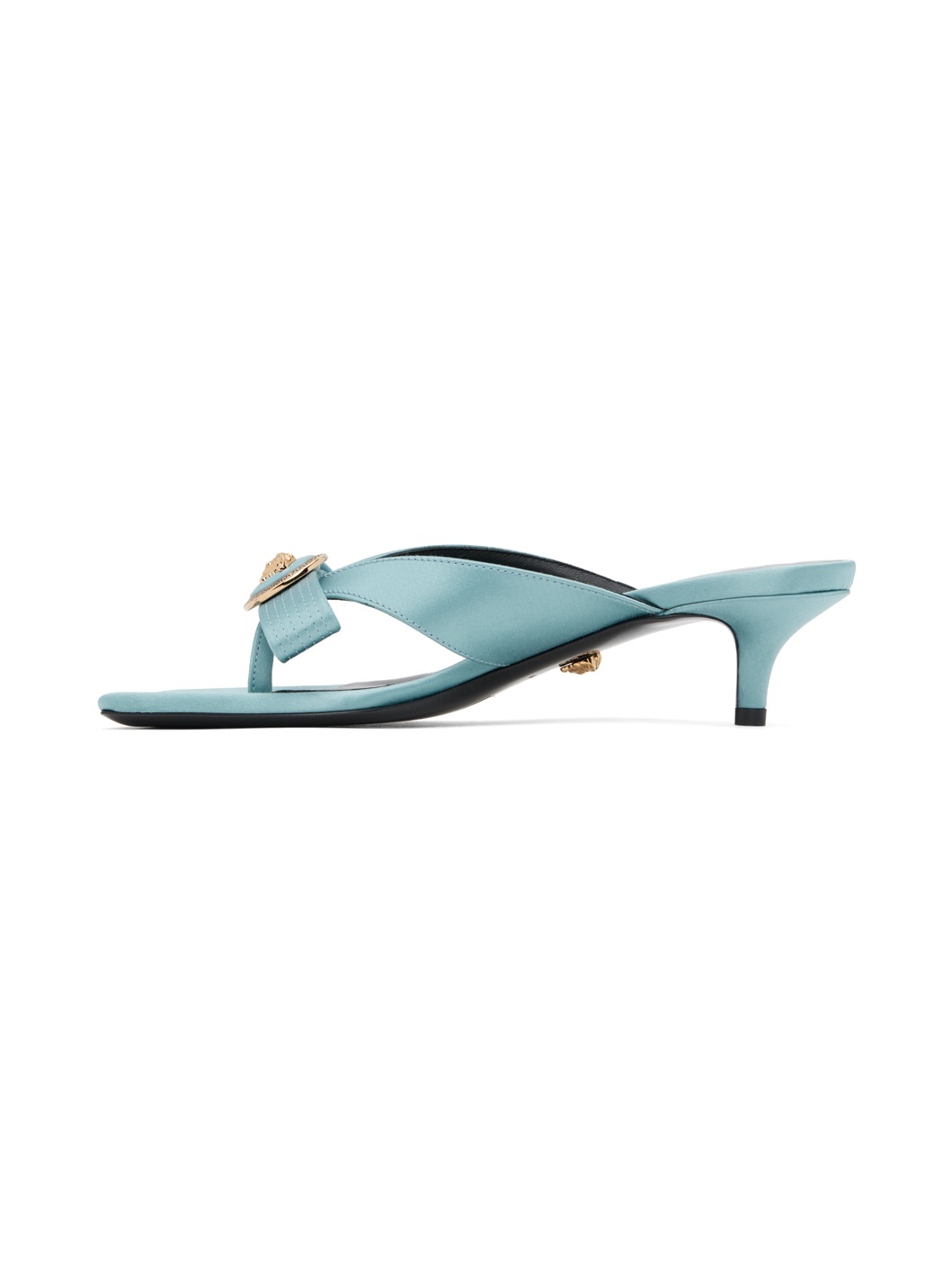 Blue Gianni Ribbon Low Satin Mules - 3