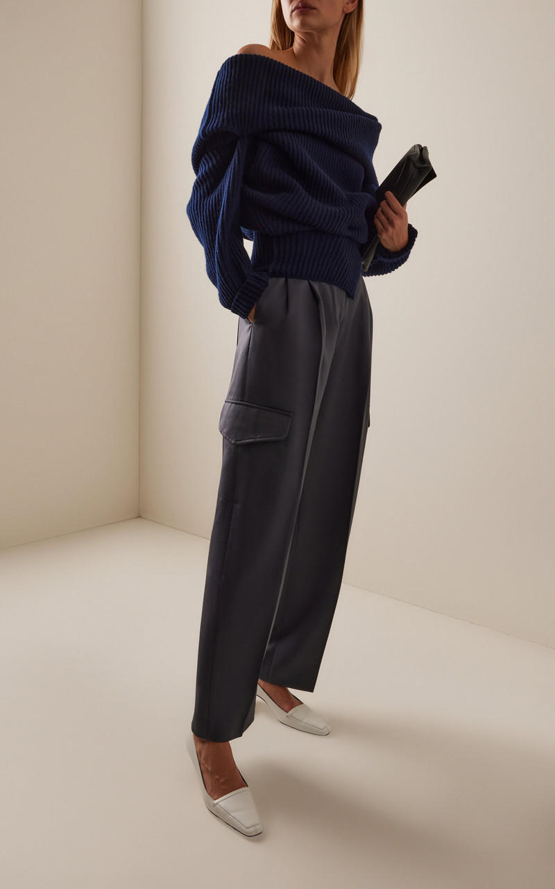 Off-The-Shoulder Knit Sweater navy 3