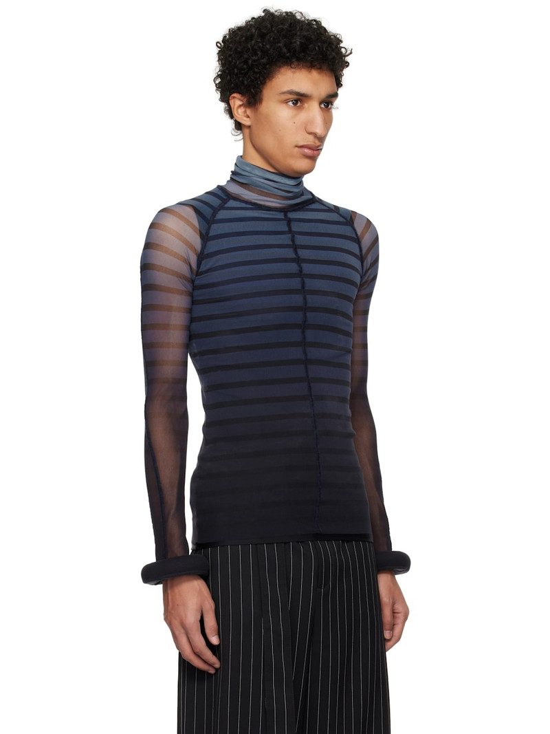 Jean Paul Gaultier Black & Blue 'The 3D Striped' Top