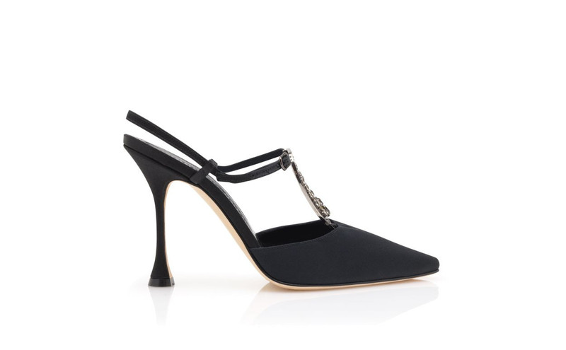 Black Grosgrain Jewel Embellished T-Bar Pumps 1