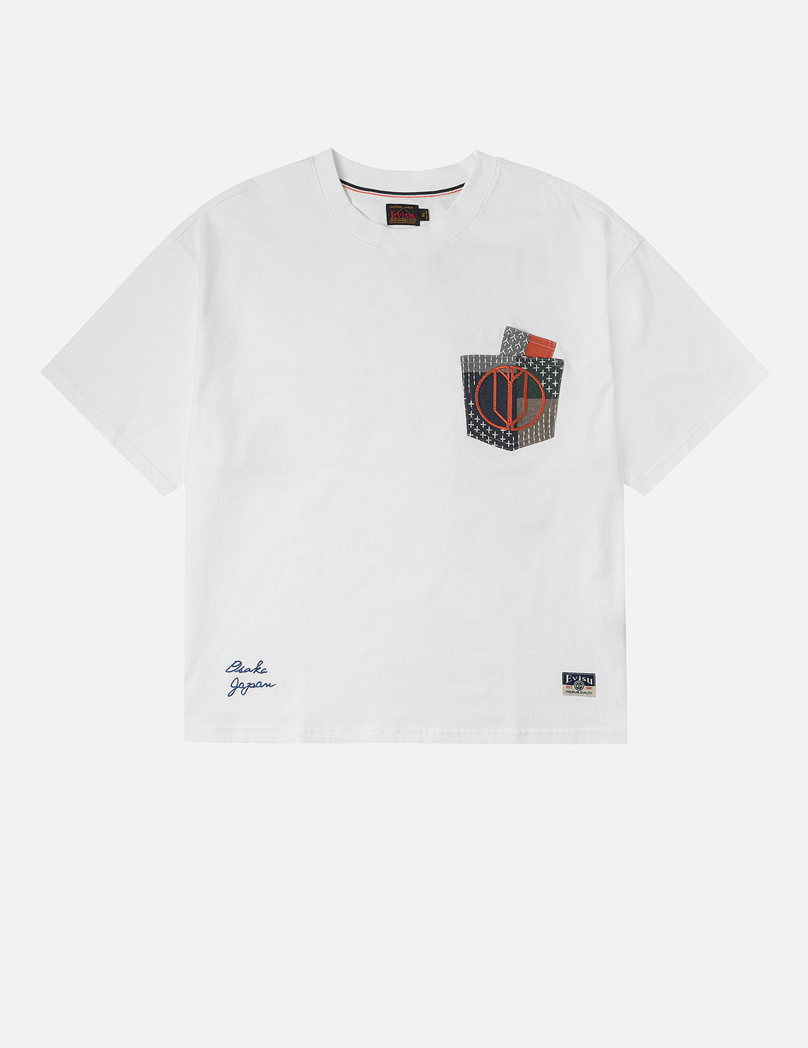 Multi-pocket Color Blocking Sashiko Loose Fit T-shirt - 6