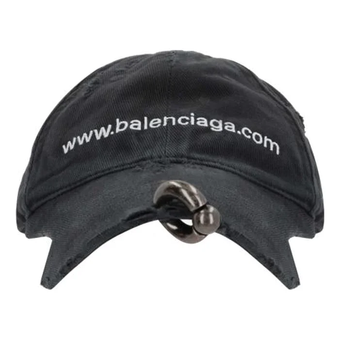 Balenciaga Bal.com Front Piercing Cap 'Black Faded' 750716410B21071 - 1