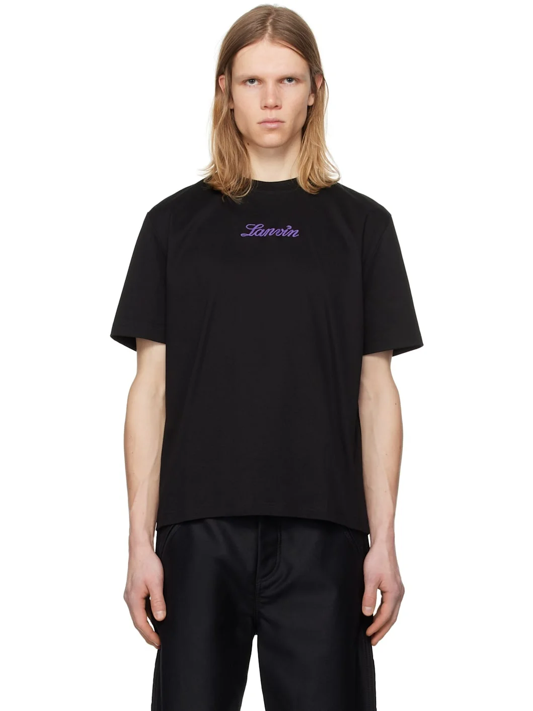 Black Bouclette Script Logo T-Shirt - 1
