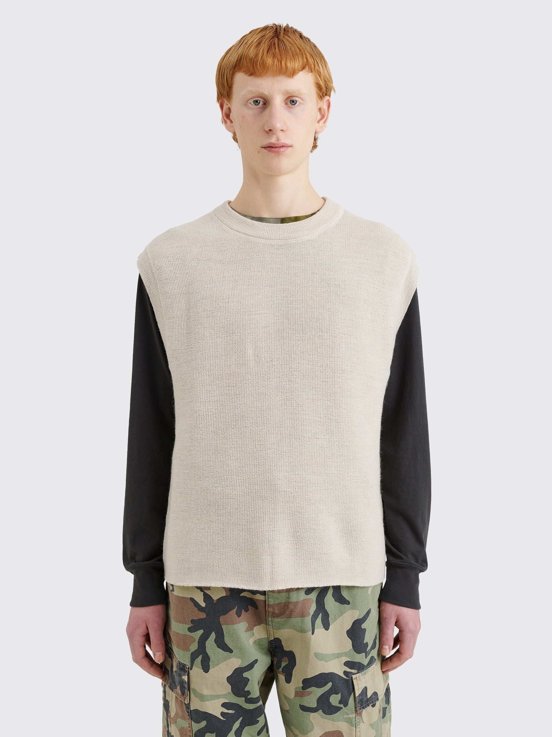 MARGARET HOWELL MHL CREW NECK SLIPOVER UTILITY WOOL CHALK - 1