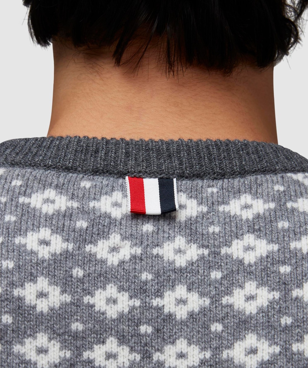 Snowflake fair isle jacquard knit sweater - 6