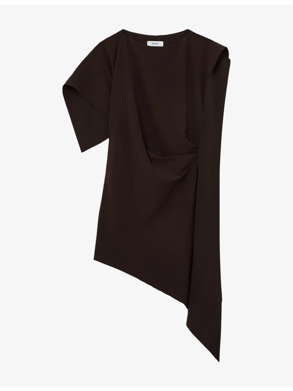Athena Draped Asymmetric-Hem Woven Mini Dress - 1
