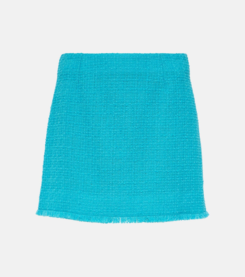 Fringed wool-blend tweed miniskirt 1