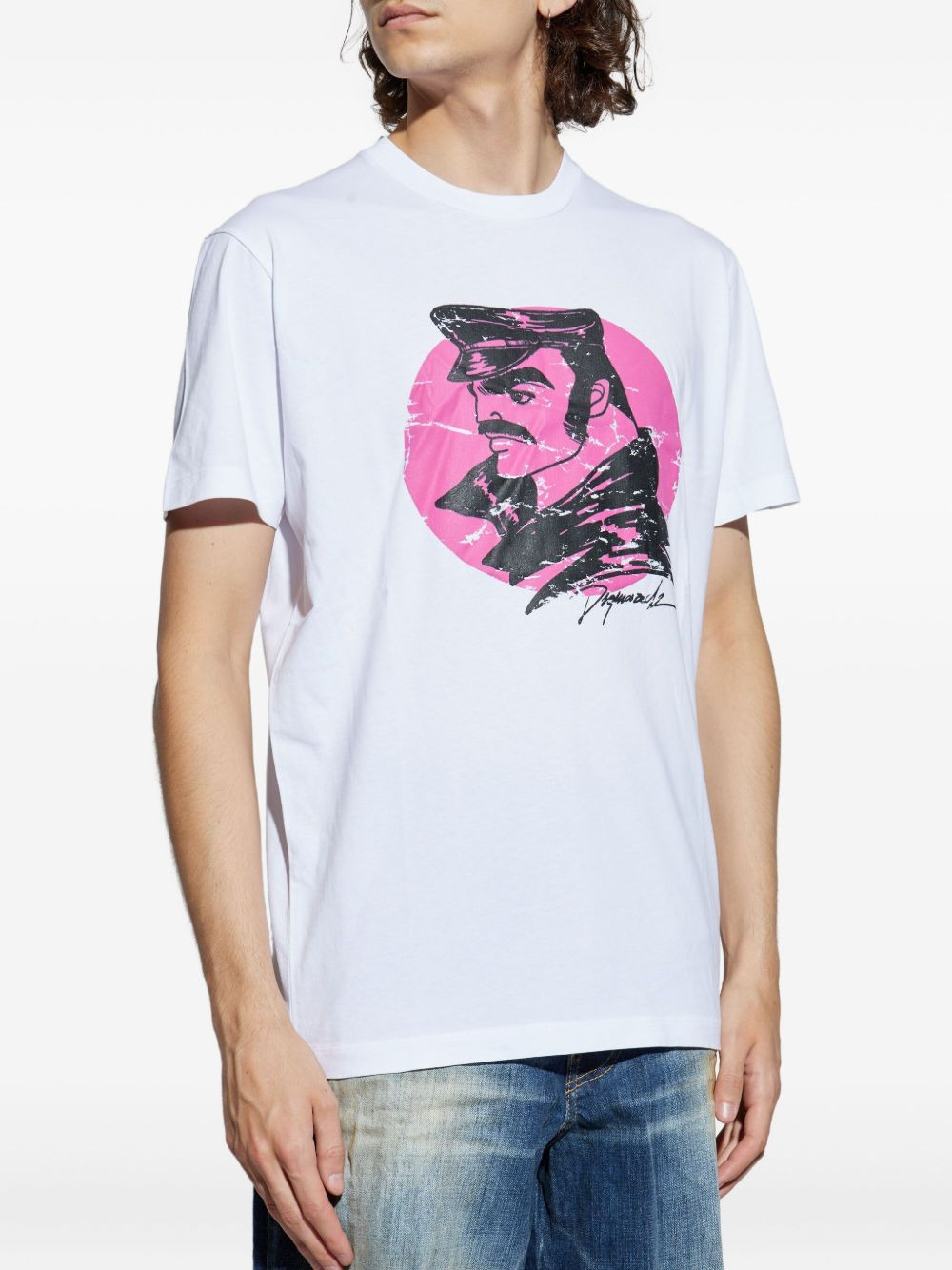 circular-print crew-neck T-shirt - 3