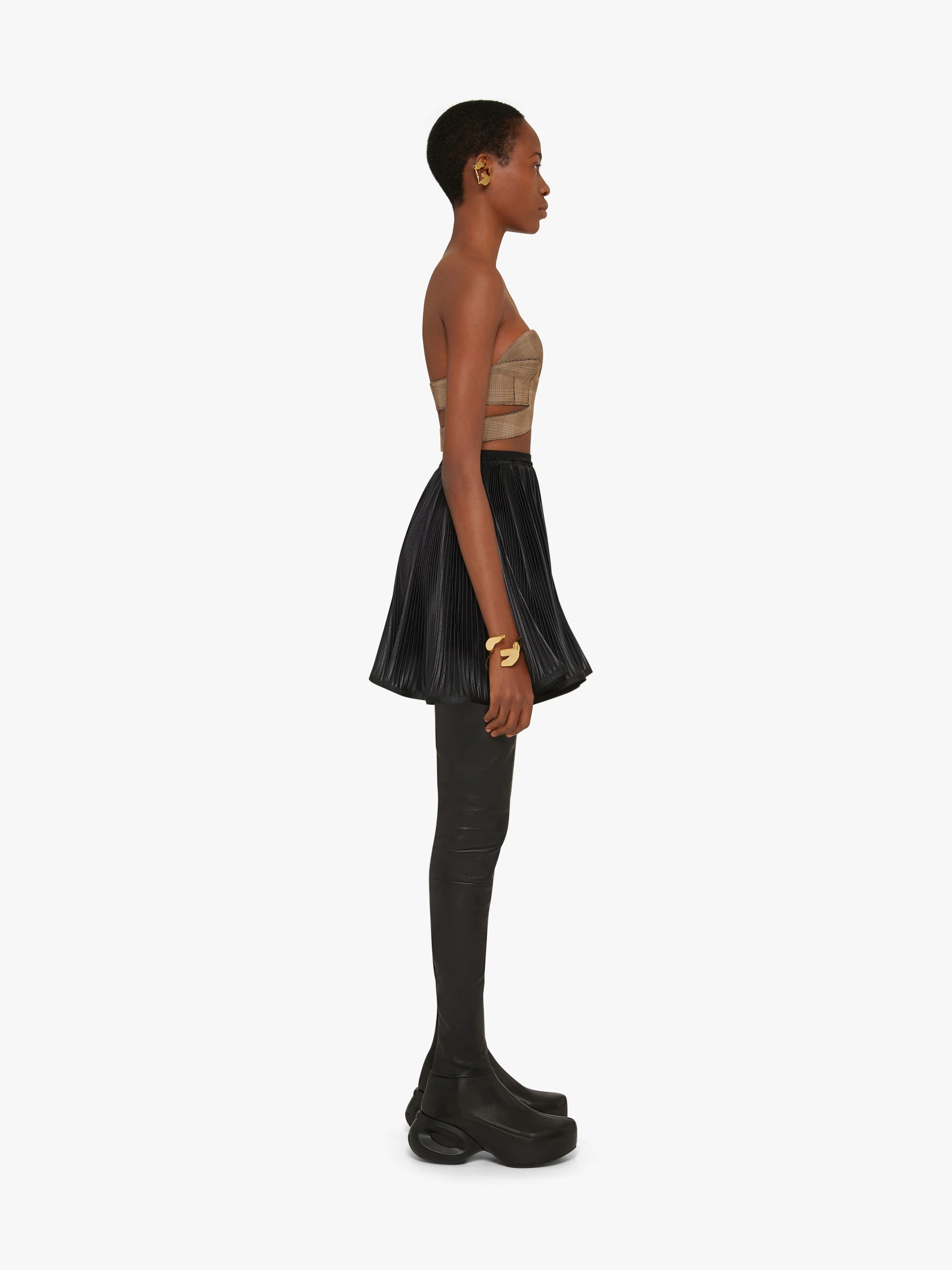 MINI SKIRT IN JERSEY WITH PLEATS - 3