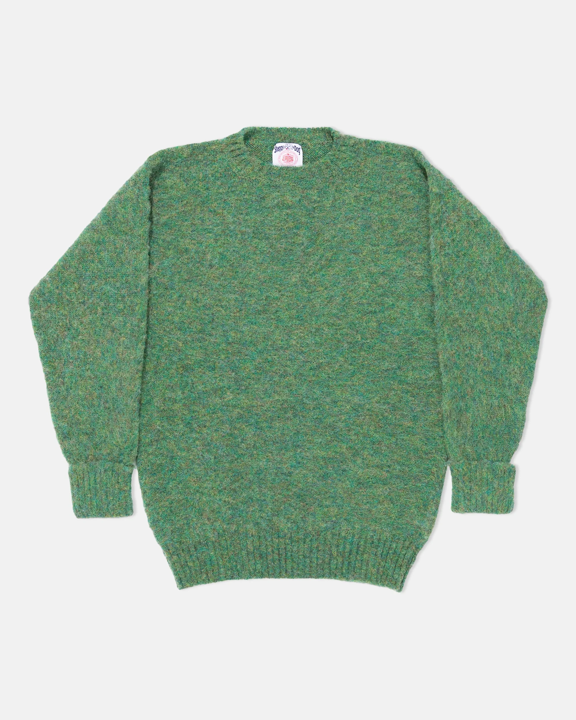 MADE-IN-SCOTLAND GREEN MIX SHAGGY DOG SWEATER - CLASSIC FIT - 1