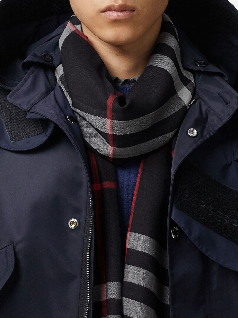 Lightweight Check Wool Silk Scarf - 11