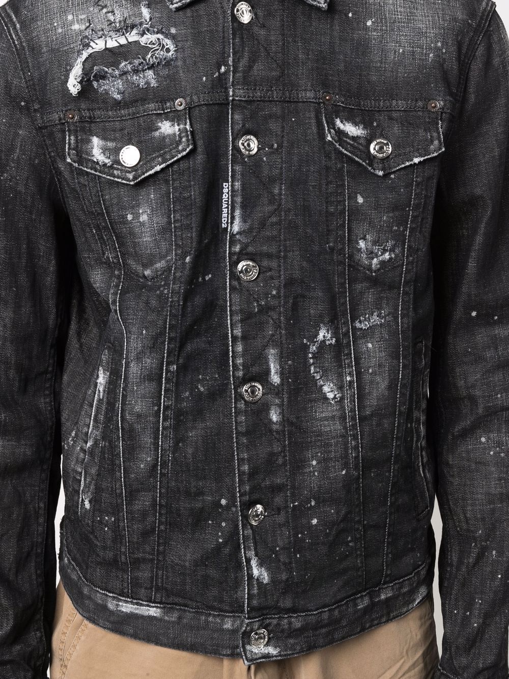 distressed-effect denim jacket - 5