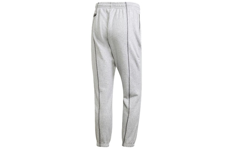 Men's adidas originals Embroidered Logo Solid Color Bundle Feet Sports Pants/Trousers/Joggers Gray G - 2