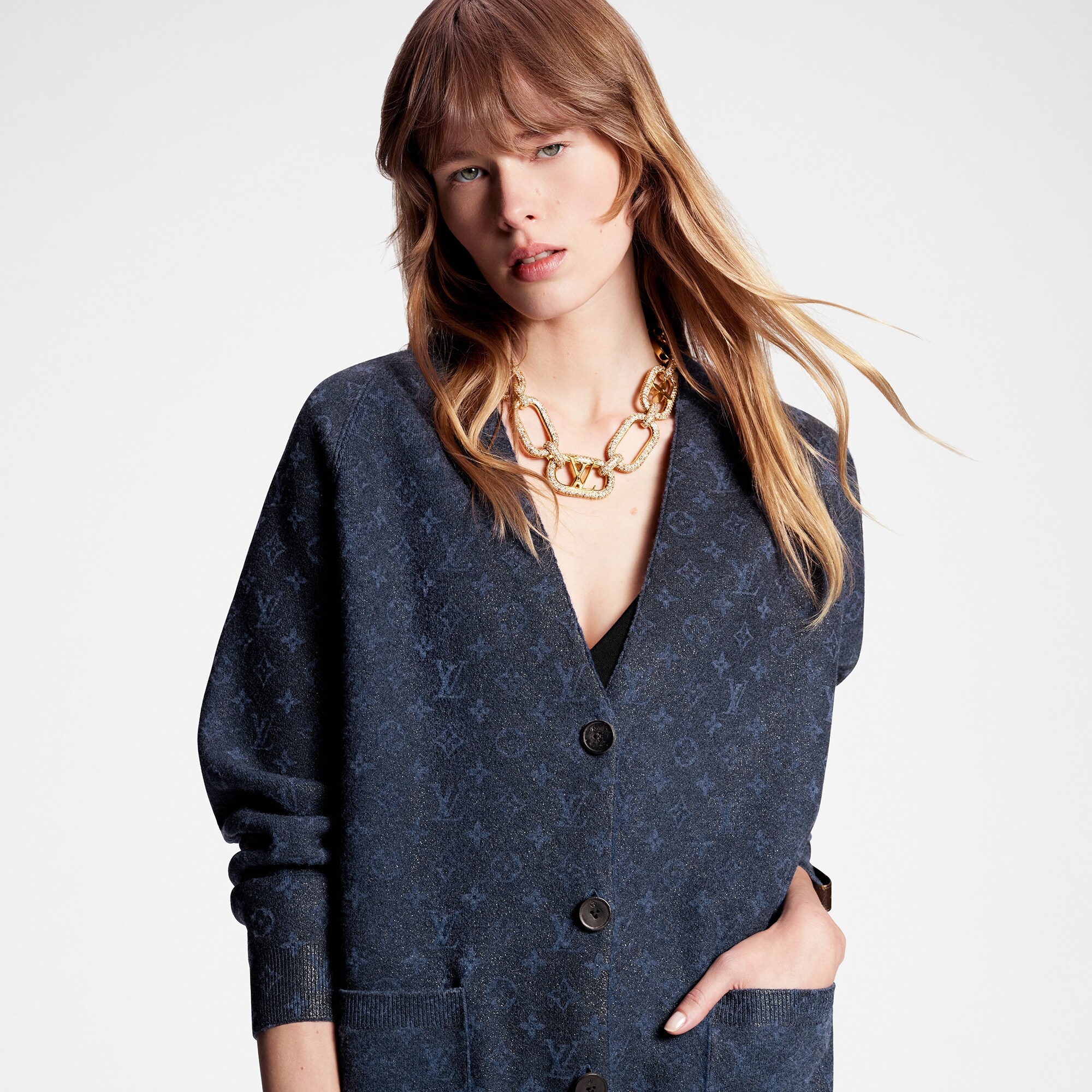 Glitter Monogram Knit Cardigan - 2