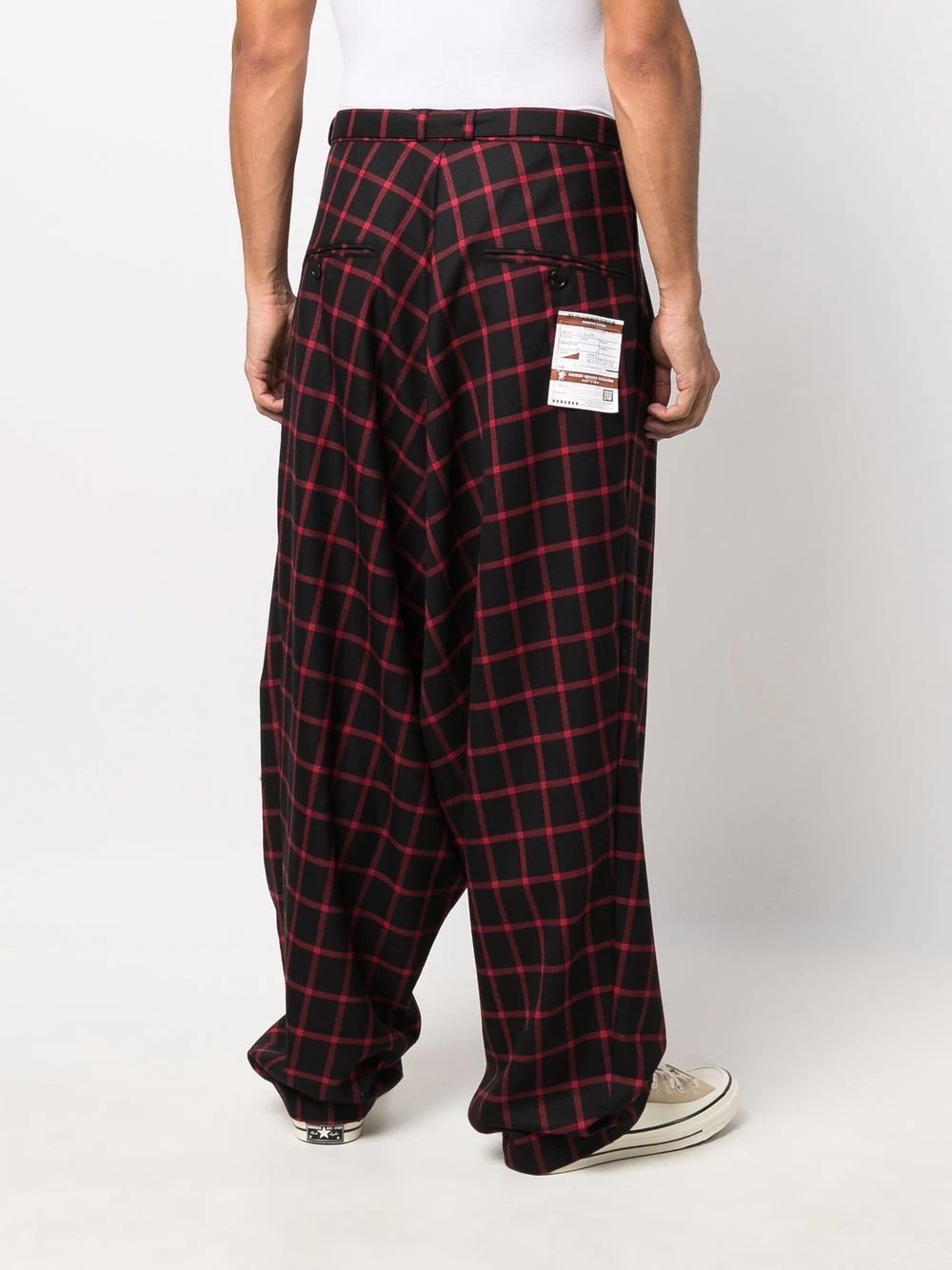 check-pattern wide-leg trousers - 4