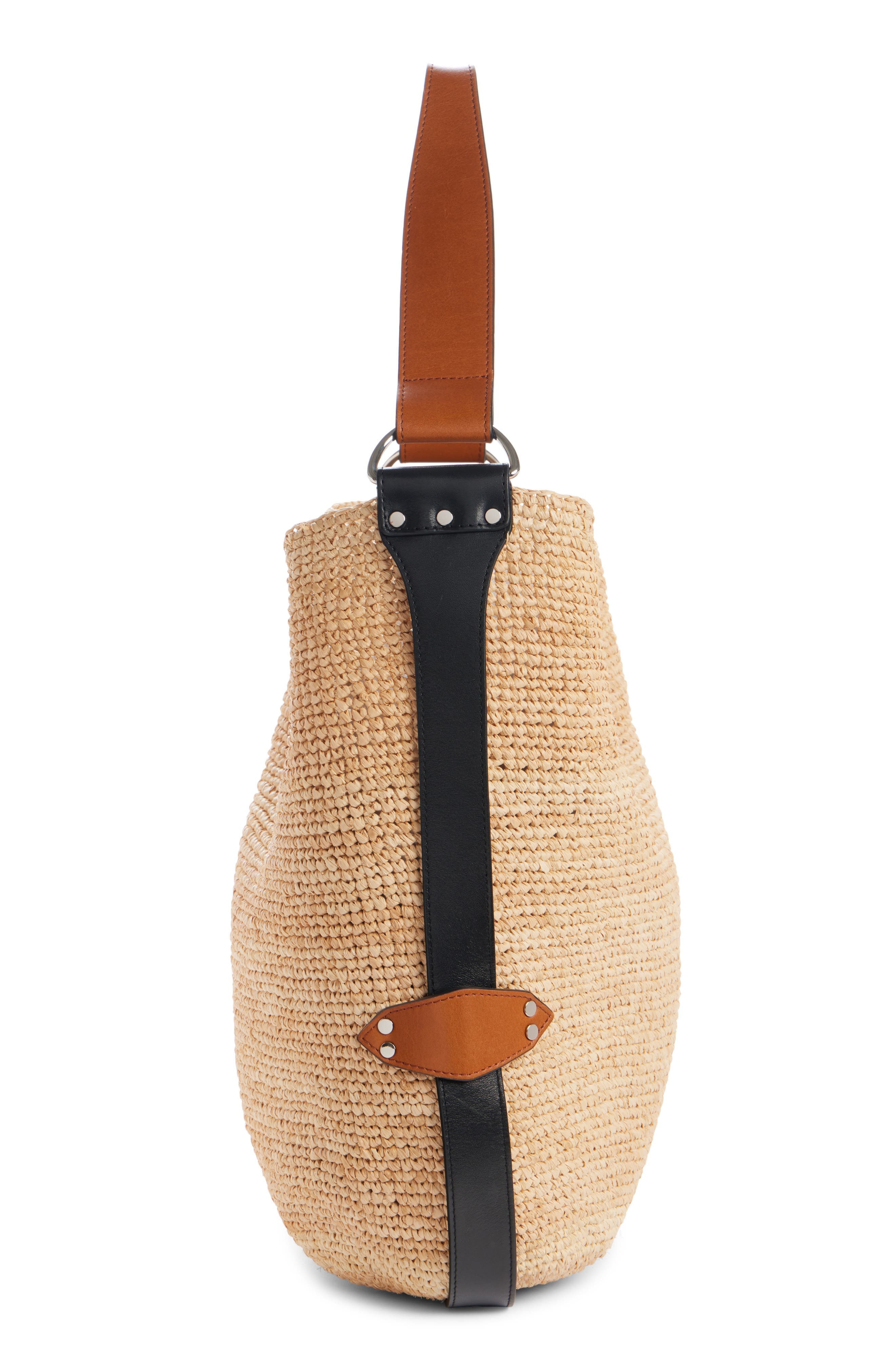 Isabel Marant Bayia Raffia Bucket Bag in Natural/Cognac at Nordstrom - 4