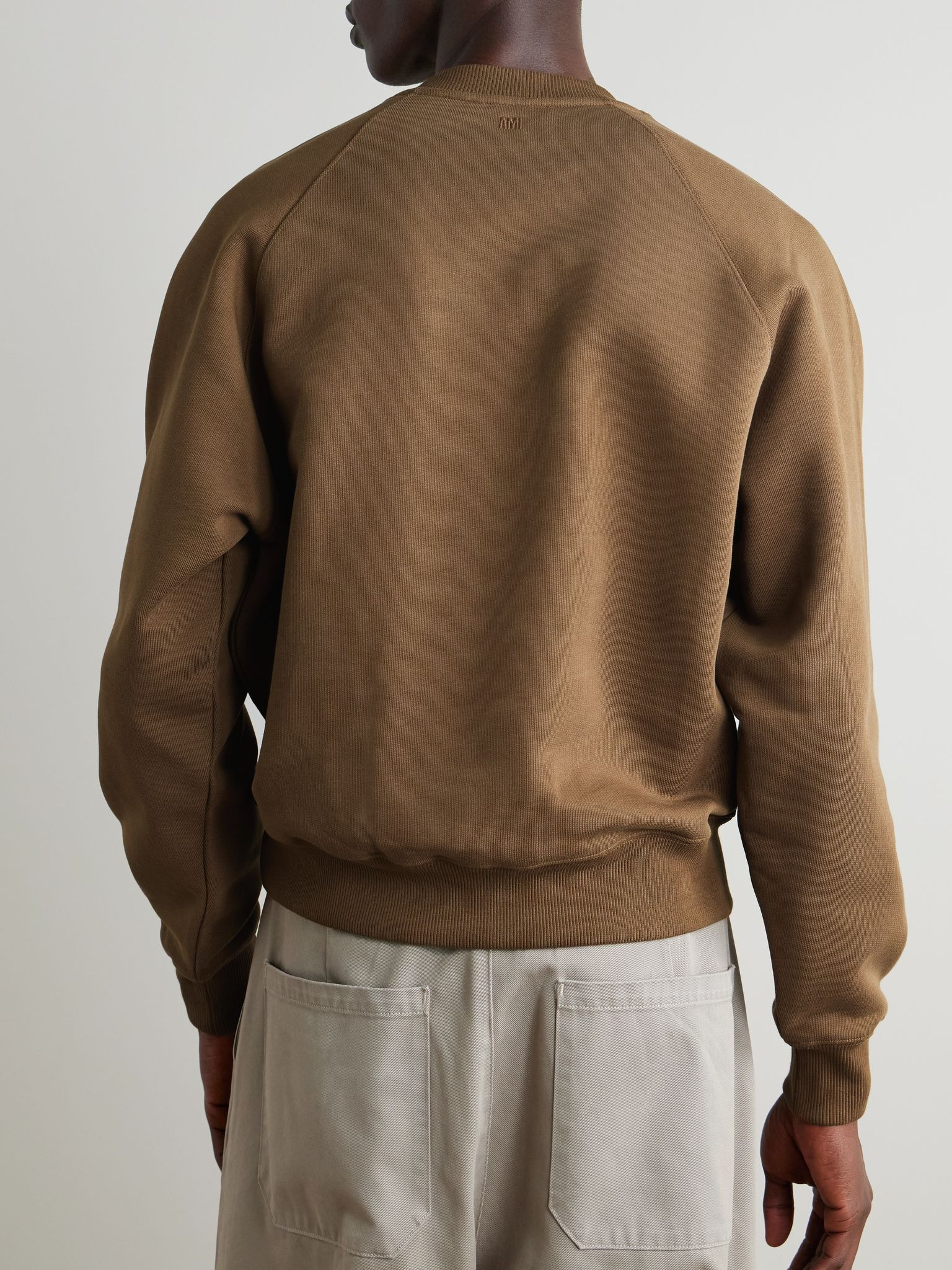 Logo-Embroidered Cotton-Jersey Sweatshirt Brown - 3