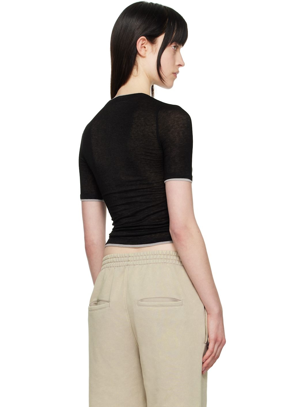 Black Contrast Edge T-shirt - 3