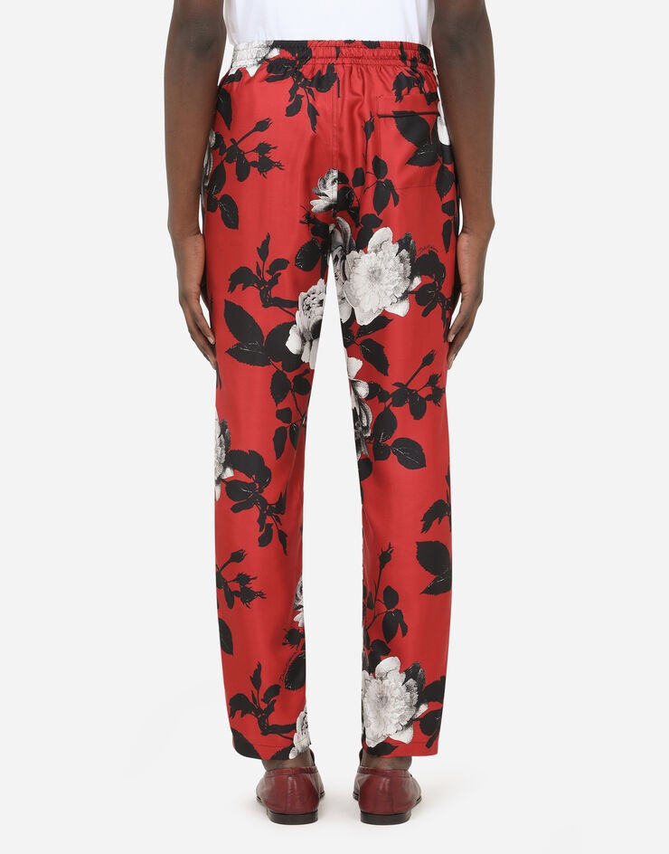 Camellia-print silk pajama pants - 2