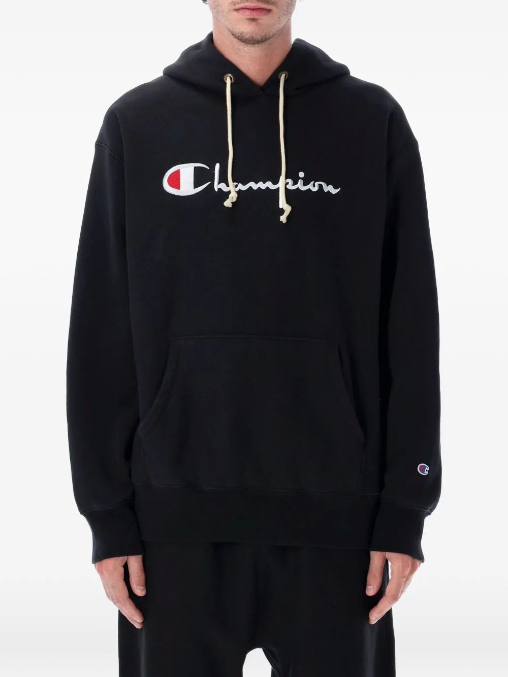 logo-embroidered drawstring hoodie - 1