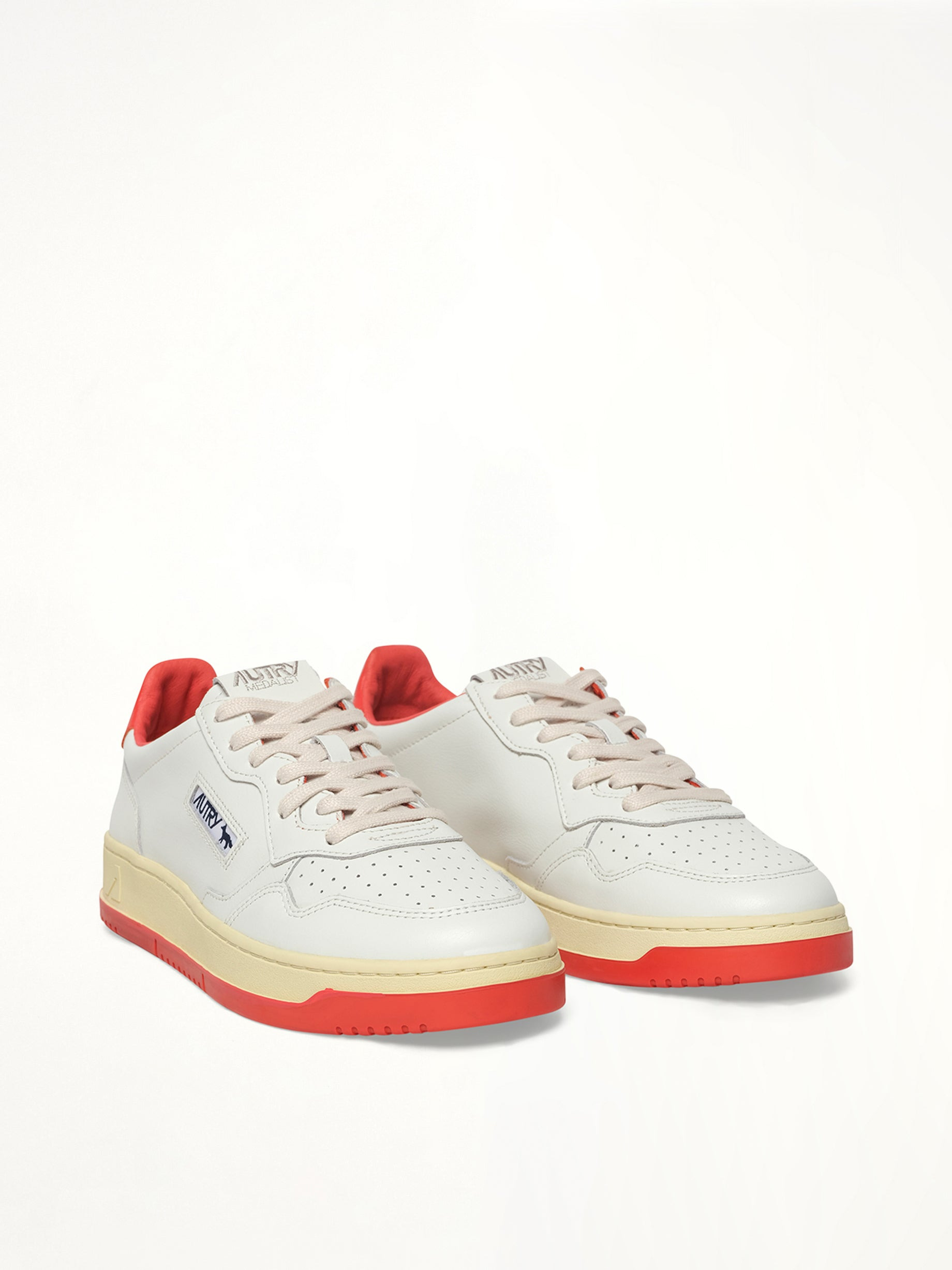 Maison Kitsune Medalist Sneaker in White/Red - 2