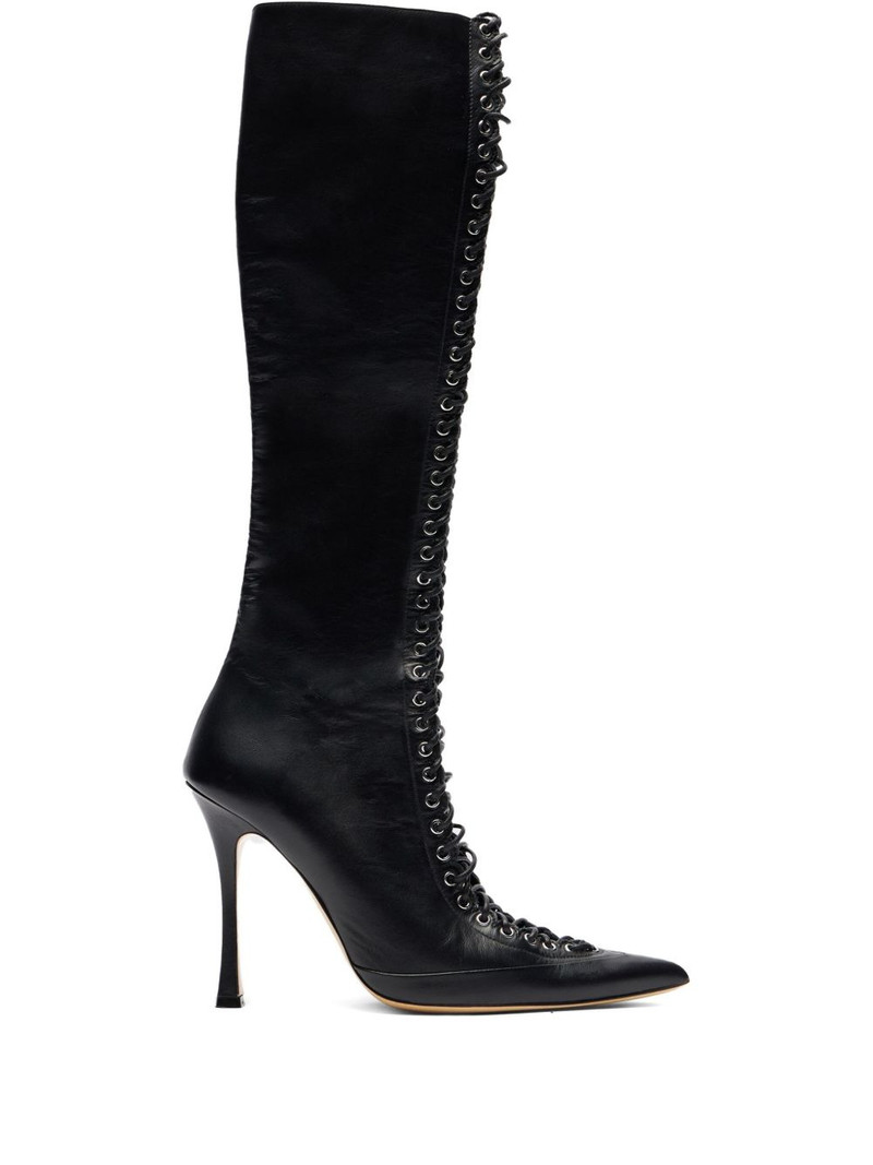 lace-up pointed-toe boots 1