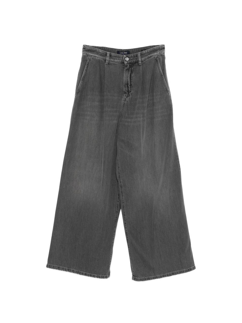 pleated wide-leg jeans 1