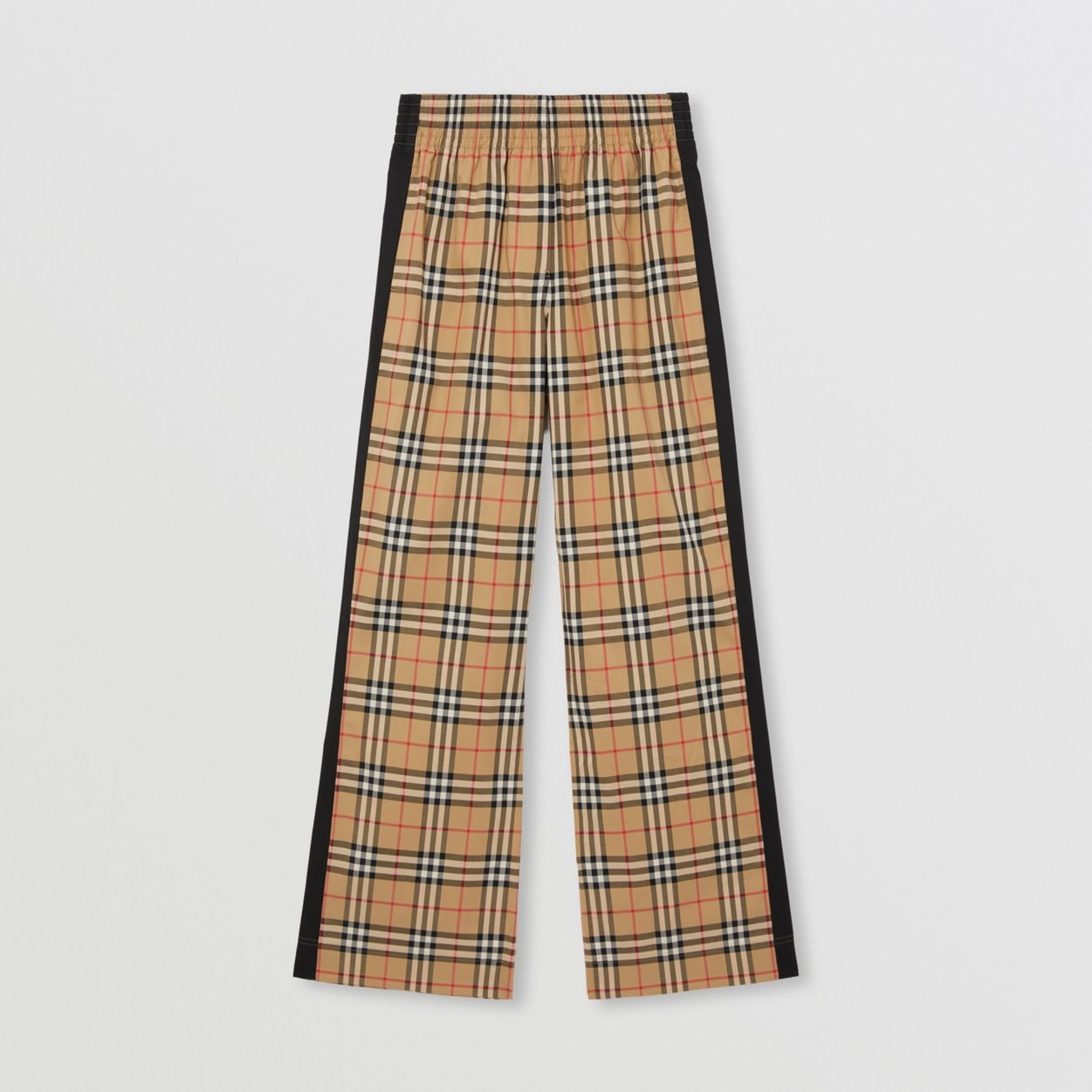 Side Stripe Vintage Check Stretch Cotton Trousers - 1