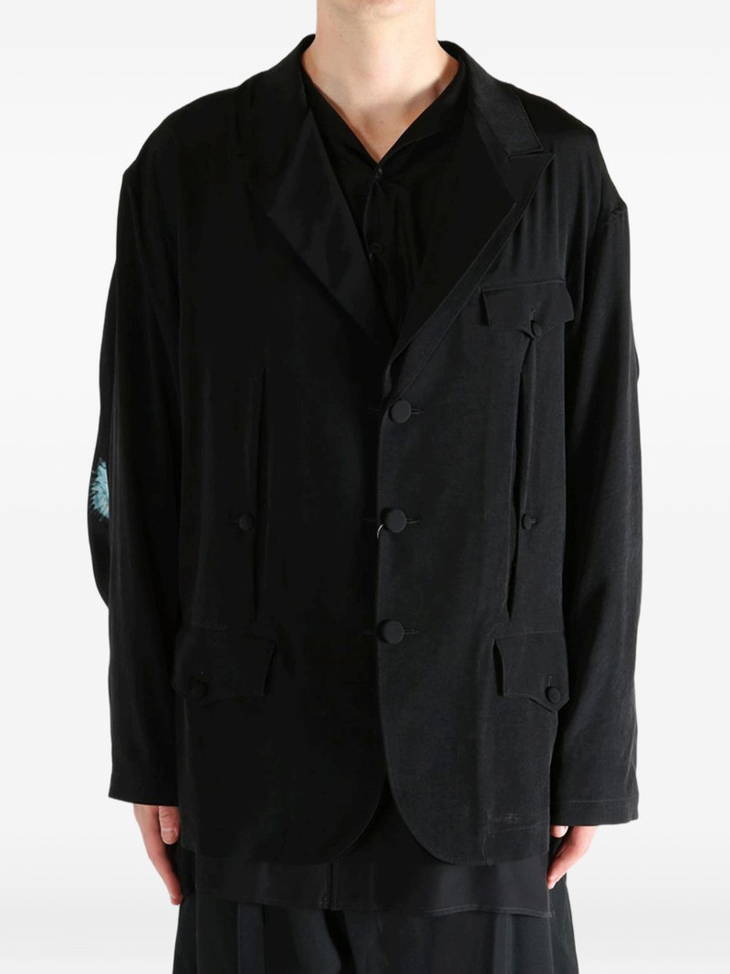 Yohji Yamamoto pleated flap-pocket coat outlook