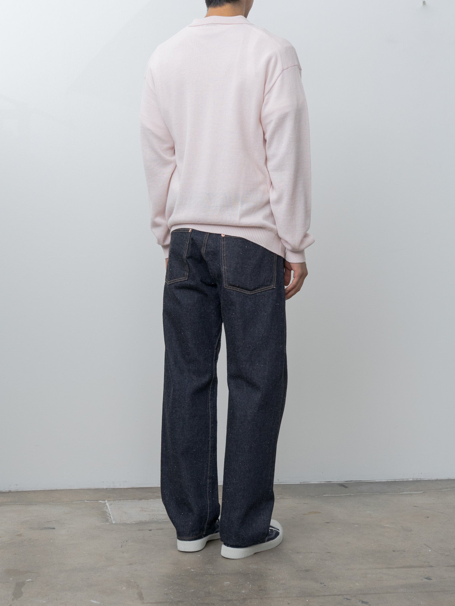 Linen Wool Brushed Zip Up Polo Sweater - Pink - 4