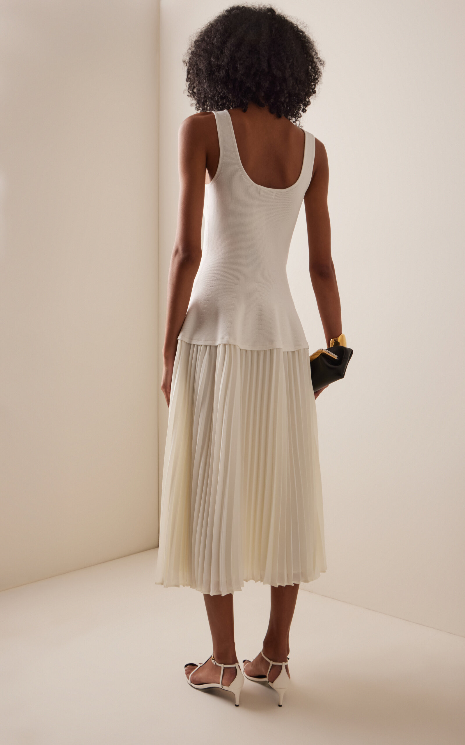Allana Knit and Georgette Midi Dress ivory - 4