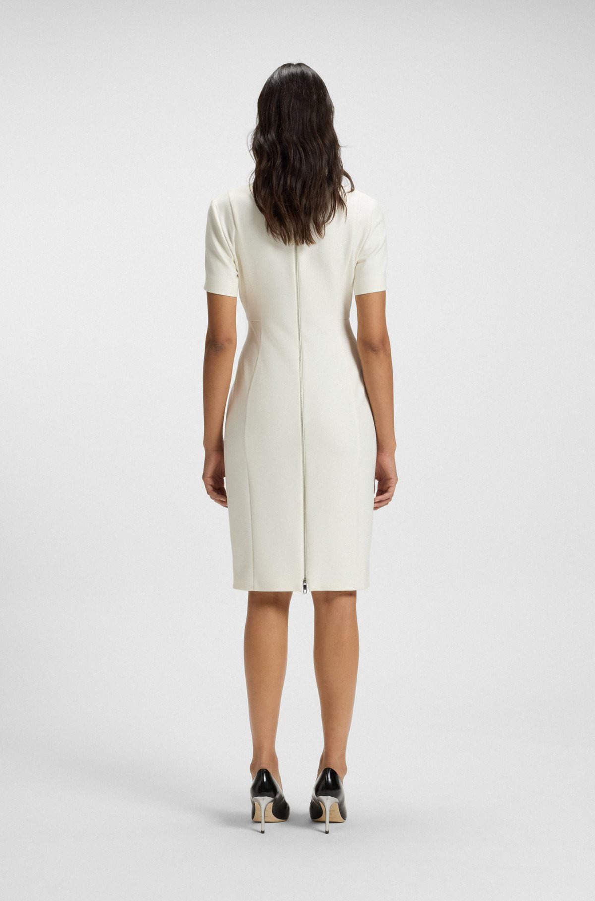 V-NECK DRESS IN STRETCH FABRIC - 4