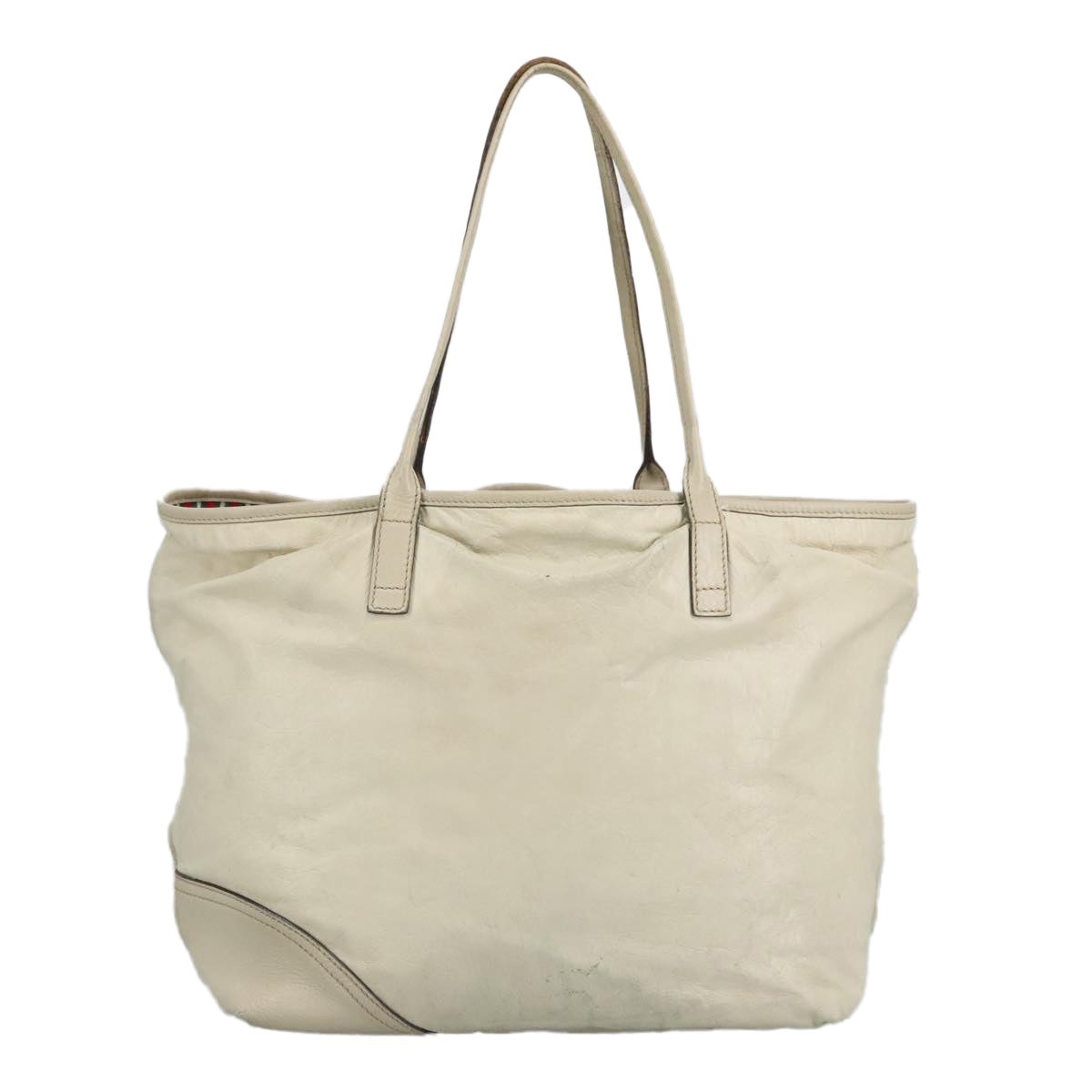 GUCCI Tote Bag Leather Beige Gold - 2