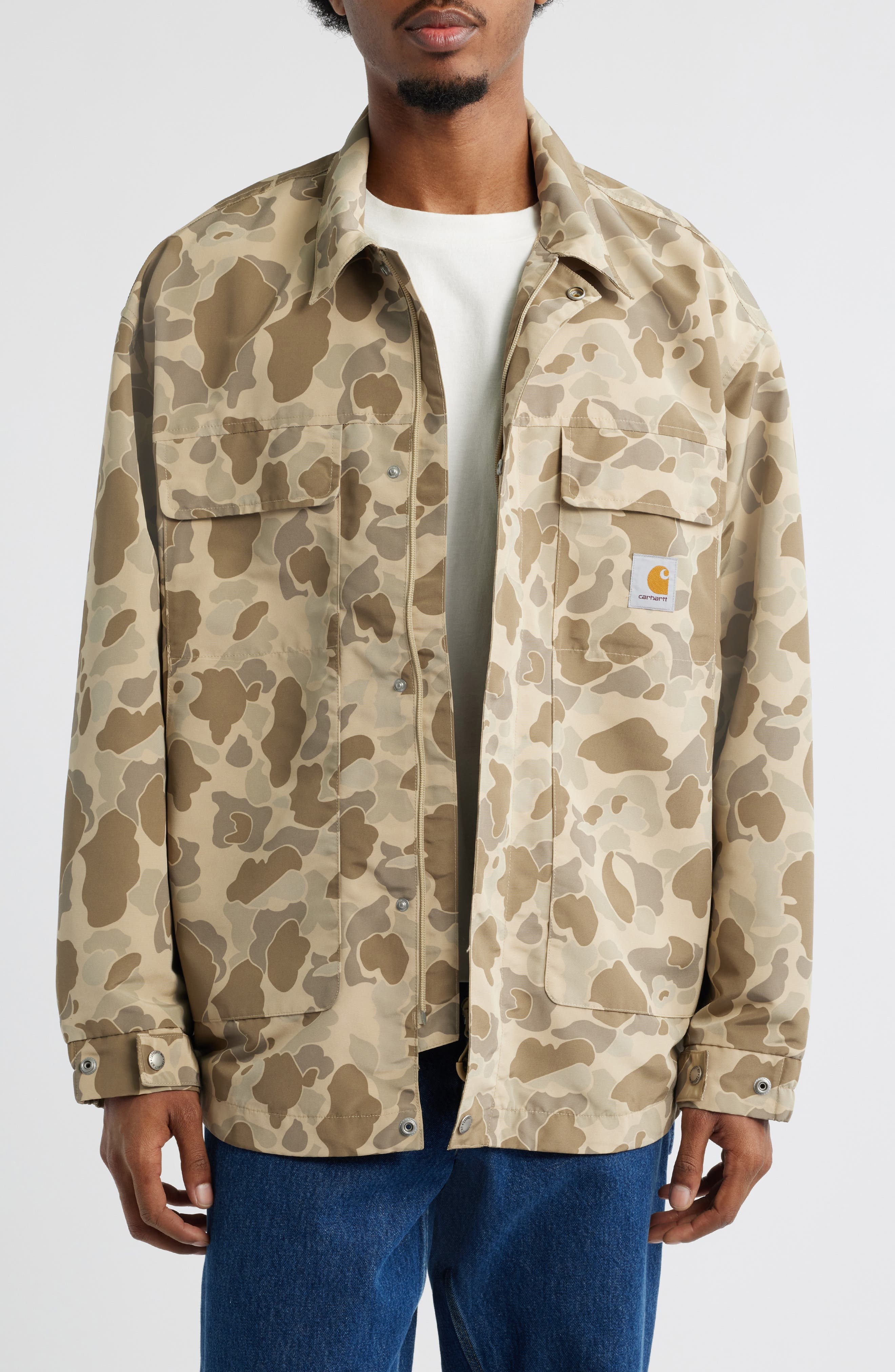 Carhartt Work In Progress Liam Camo Poplin Jacket in Camo Duck Desert at Nordstrom - 1