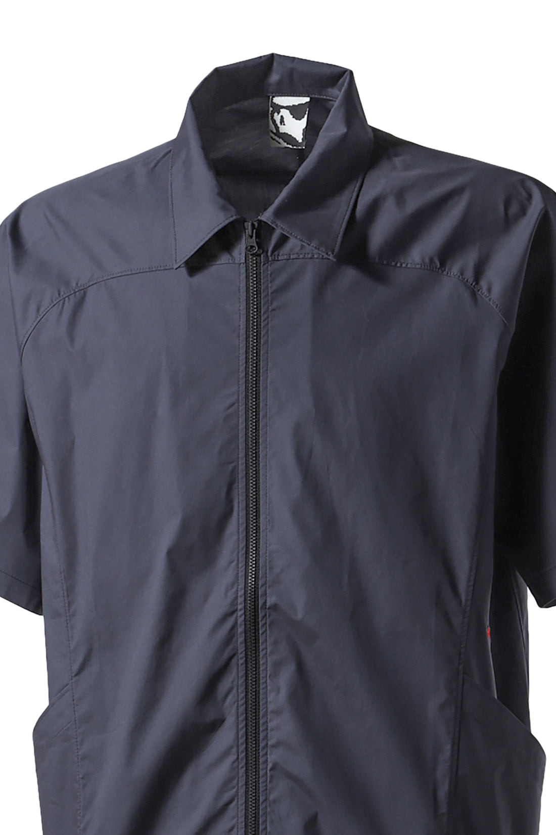 POPLIN ZIPPED SHORT SLEEVE SHIRT / CONVOY GRY - 7