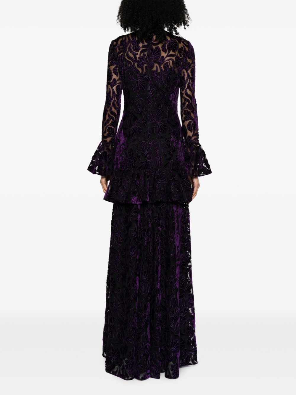 lace-detailing semi-sheer dress - 4